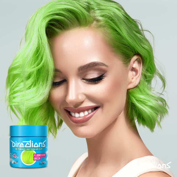 Directions Fluorescent Green tinta semipermanente risultato colore capelli