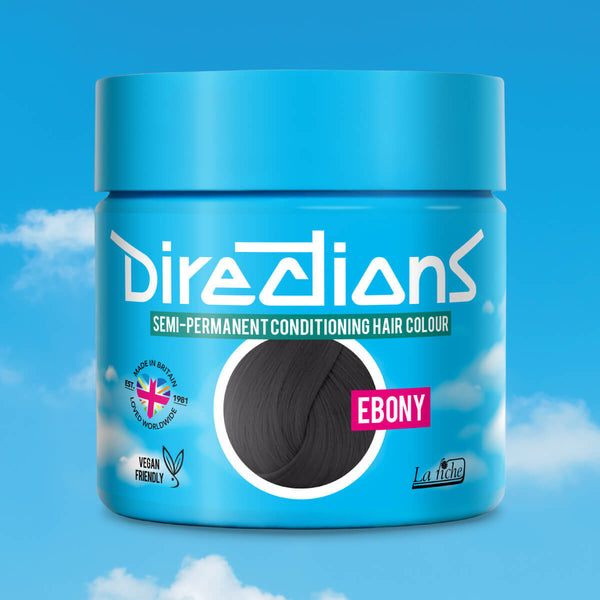 Directions Ebony tinta semipermanente capelli vasetto 100ml colore nero ebano profondo e lucente