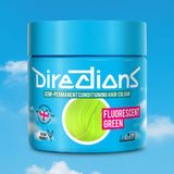 Directions Fluorescent Green tinta semipermanente capelli vasetto 100ml colore verde fluorescente ultra-vivace che brilla sotto la luce UV