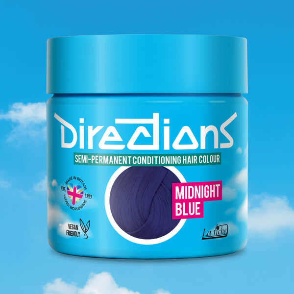 Directions Midnight Blue tinta semipermanente capelli vasetto 100ml colore blu notte profondo e misterioso