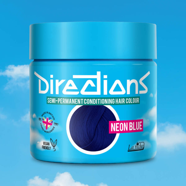 Directions Neon Blue tinta semipermanente capelli vasetto 100ml colore blu neon elettrico e brillante
