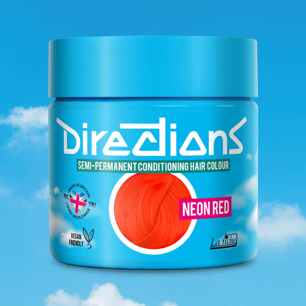 Directions Neon Red tinta semipermanente capelli vasetto 100ml colore rosso neon intenso e fluorescente
